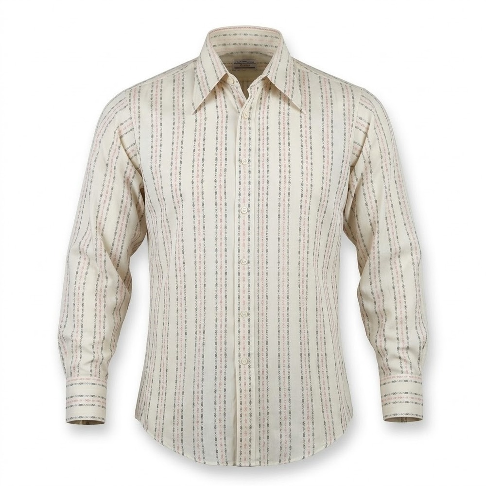 Vintage Enro Shirt Mens L 70s Marshall Field Disco Stripe Dagger Collar 23x32